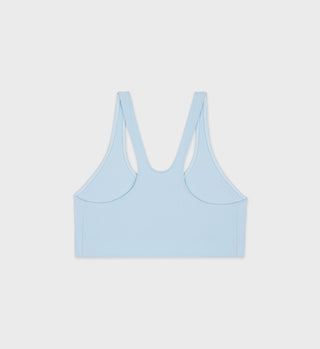 Serif Logo Ribbed Sports Bra - Baby Blue/White