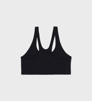 Serif Logo Ribbed Sports Bra - Black/White