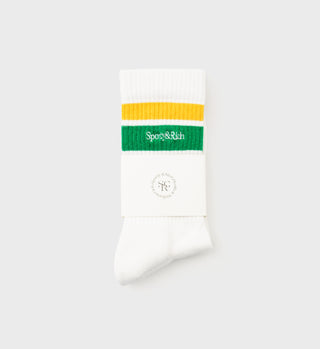 Serif Logo Striped Socks - Yellow/Green
