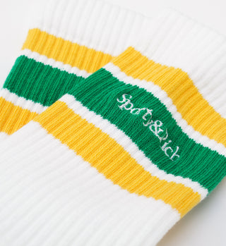 Serif Logo Striped Socks - Yellow/Green