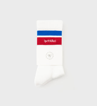 Serif Logo Striped Socks - Blue/Red