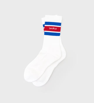 Serif Logo Striped Socks - Blue/Red