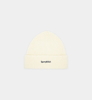 Serif Logo Beanie - Cream