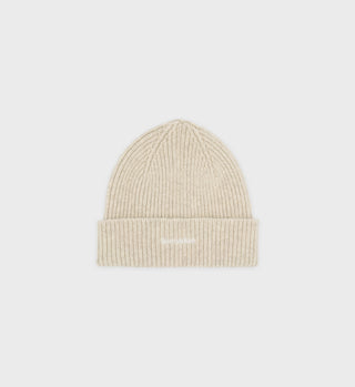 Serif Logo Beanie - Heather Beige