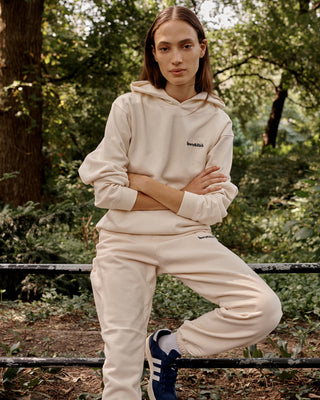 Serif Logo Hoodie - Cream