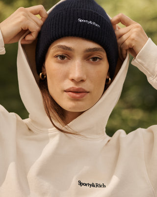 Serif Logo Hoodie - Cream