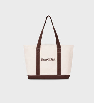 Serif Two-Tone Tote - Natural/Chocolate