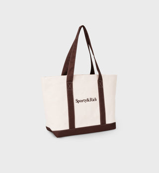 Serif Two-Tone Tote - Natural/Chocolate