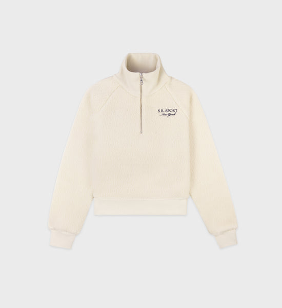 Sherpa Quarter Zip - Cream/Navy