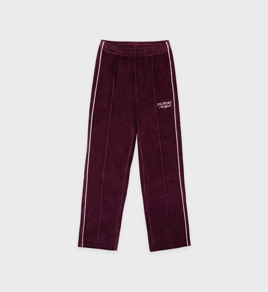 SR Sport Velour Track Pant - Merlot