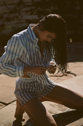 Classic Logo Boxer Short - Blue Striped