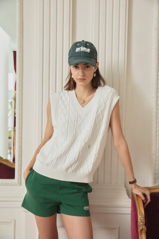 SRC Cableknit Vest - Cream/Kelly