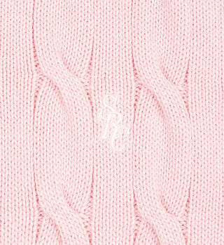 SRC Cableknit V-Neck Sweater - Baby Pink/Cream