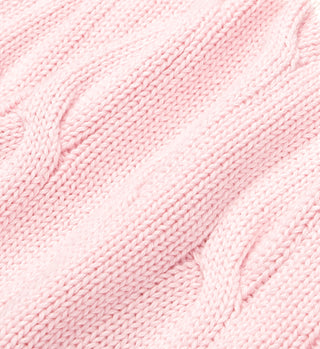 SRC Cableknit V-Neck Sweater - Baby Pink/Cream