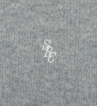 Light gray knit fabric with a white SRG embroidered logo at the center, perfect for pairing with your favorite cropped fit or the SRC Cashmere Hoodie - Gray.