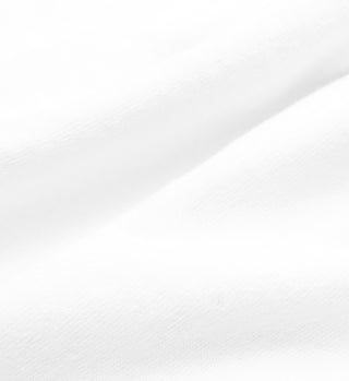 Close-up of the SRFC T-Shirt in White/Steel Blue, showing its smooth fabric with subtle folds and soft texture, highlighting its unisex design and quality USA craftsmanship.