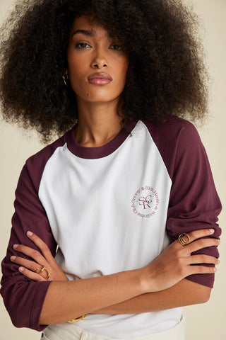 SRHWC Baseball Tee - White/Merlot