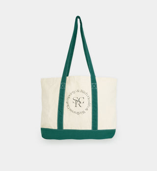 Two Toned Tote Bag - Natural/Forest Green