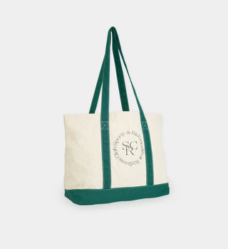 Two Toned Tote Bag - Natural/Forest Green
