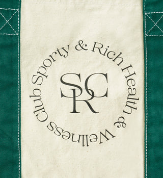 Two Toned Tote Bag - Natural/Forest Green