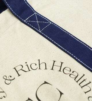 Two Toned Tote Bag - Natural/Navy Blue