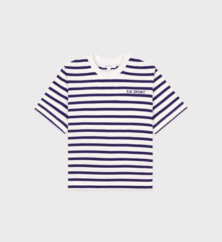 SR Sport Embroidered Breton T-Shirt - White/Navy