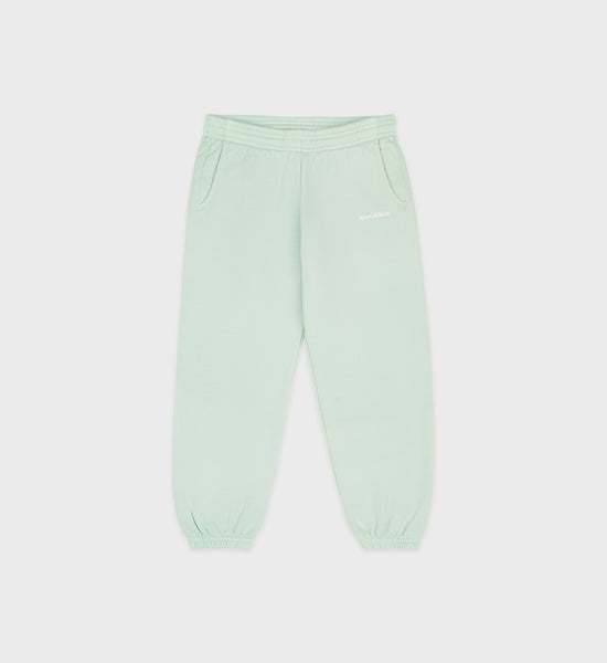 Serif Logo Kids Sweatpants - Sage/White
