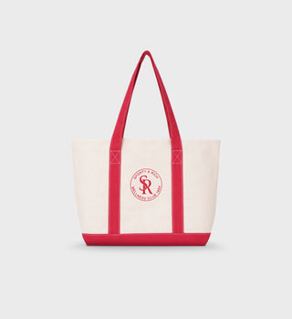 S&R Two-Tone Tote - Natural/Ruby
