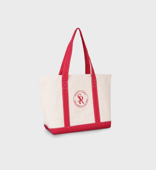S&R Two-Tone Tote - Natural/Ruby