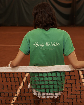 Tennis Script T Shirt - Kelly Green
