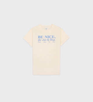 Be Nice Kids T-Shirt - Cream/Periwinkle
