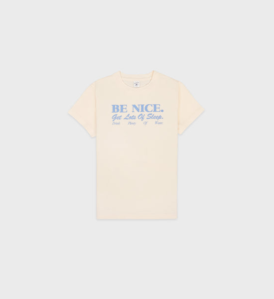 Be Nice Kids T-Shirt - Cream/Periwinkle