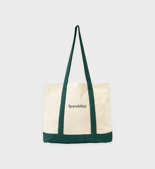 Two Toned Tote Bag - Natural/Forest
