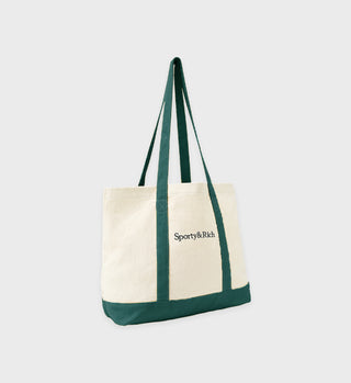 Two Toned Tote Bag - Natural/Forest