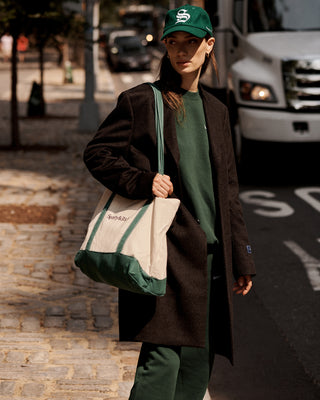 Two Toned Tote Bag - Natural/Forest