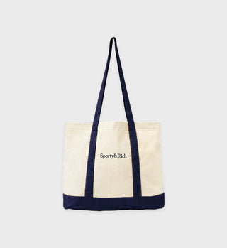 Two Toned Tote Bag - Natural/Navy