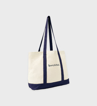 Two Toned Tote Bag - Natural/Navy