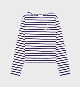 Vendome Embroidered Breton Longsleeve - White/Navy