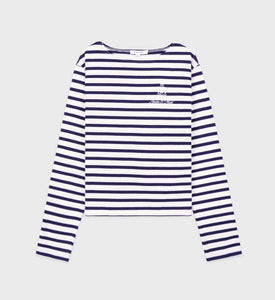 Vendome Embroidered Breton Longsleeve - White/Navy