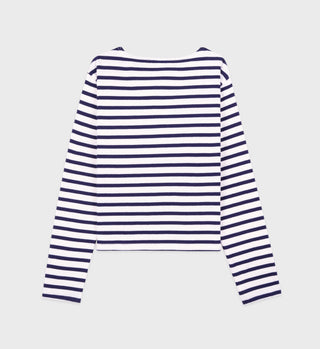 Vendome Embroidered Breton Longsleeve - White/Navy