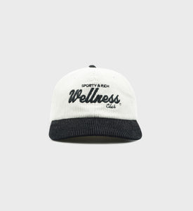 Casquette en velours côtelé Wellness Club - Blanc/Noir