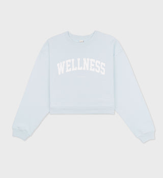 Wellness Ivy Cropped Crewneck - Baby Blue/White