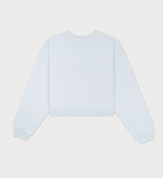 Wellness Ivy Cropped Crewneck - Baby Blue/White