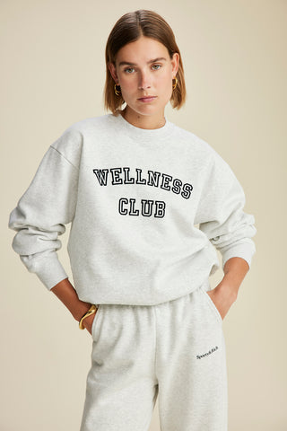 Wellness Club Flocked Crewneck - Heather Gray/Black