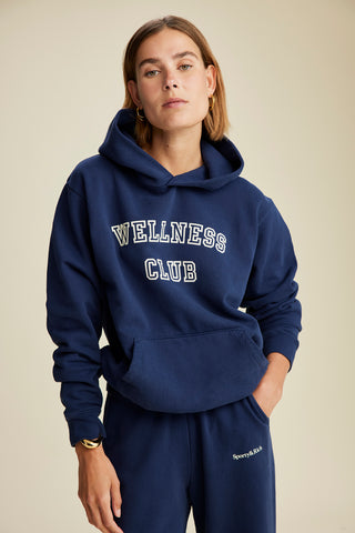 Wellness Club Flocked Hoodie - Navy/Cream