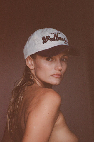 Wellness Club Corduroy Hat - White/Navy