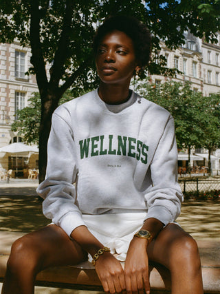 Wellness Ivy Crewneck - Heather Grey/Forest