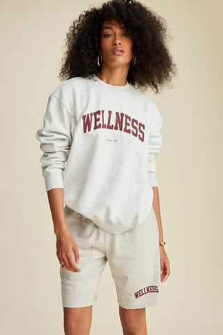 Wellness Ivy Crewneck - Heather Gray/Merlot