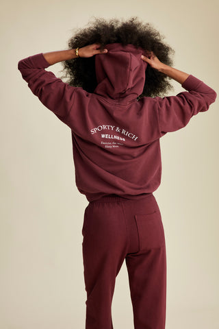 Wellness Studio Hoodie - Merlot/White