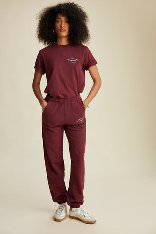 Wellness Studio Sweatpant - Merlot/White